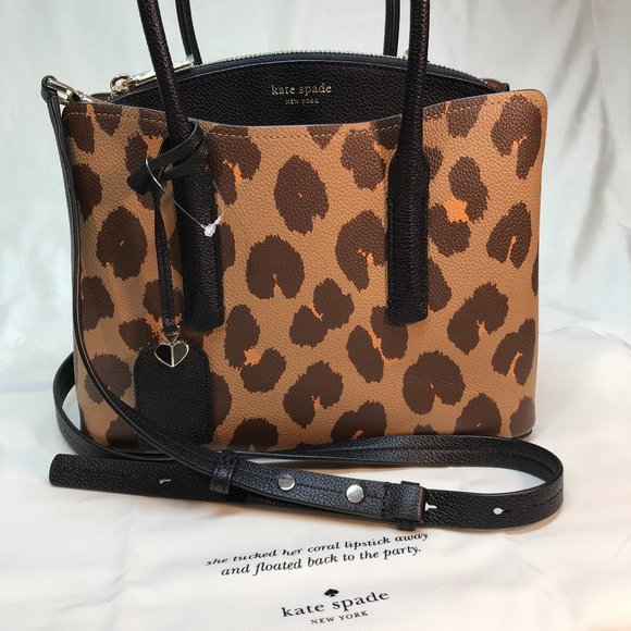 NWOT Authentic Kate Spade Margaux Leopard Medium Leather Convertible Crossbody - Picture 1 of 9